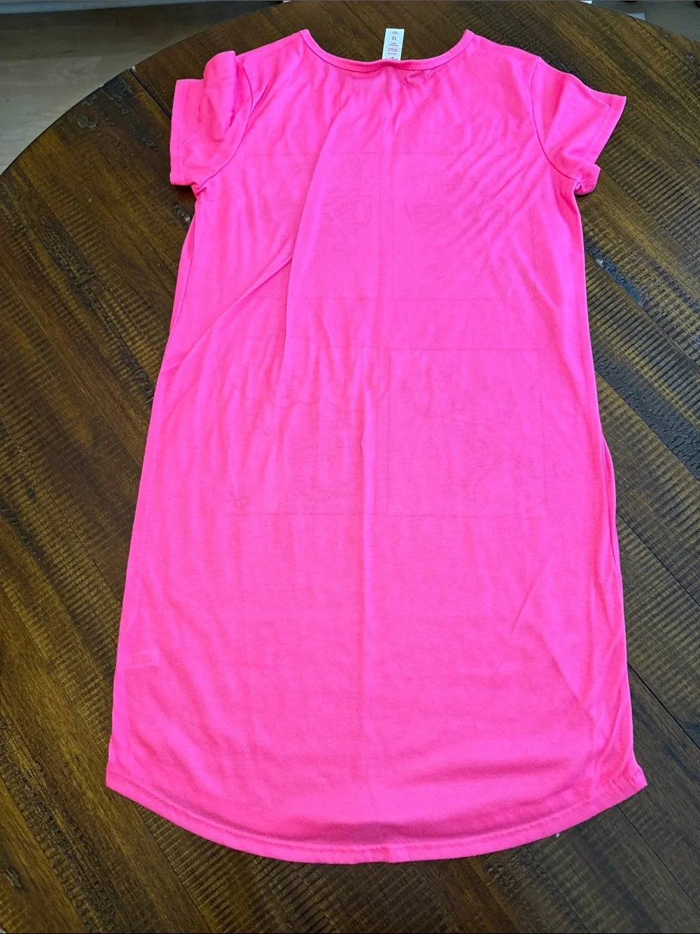 Justice Bright Pink Graphic Kids Nightgown with Cute Animal Panels